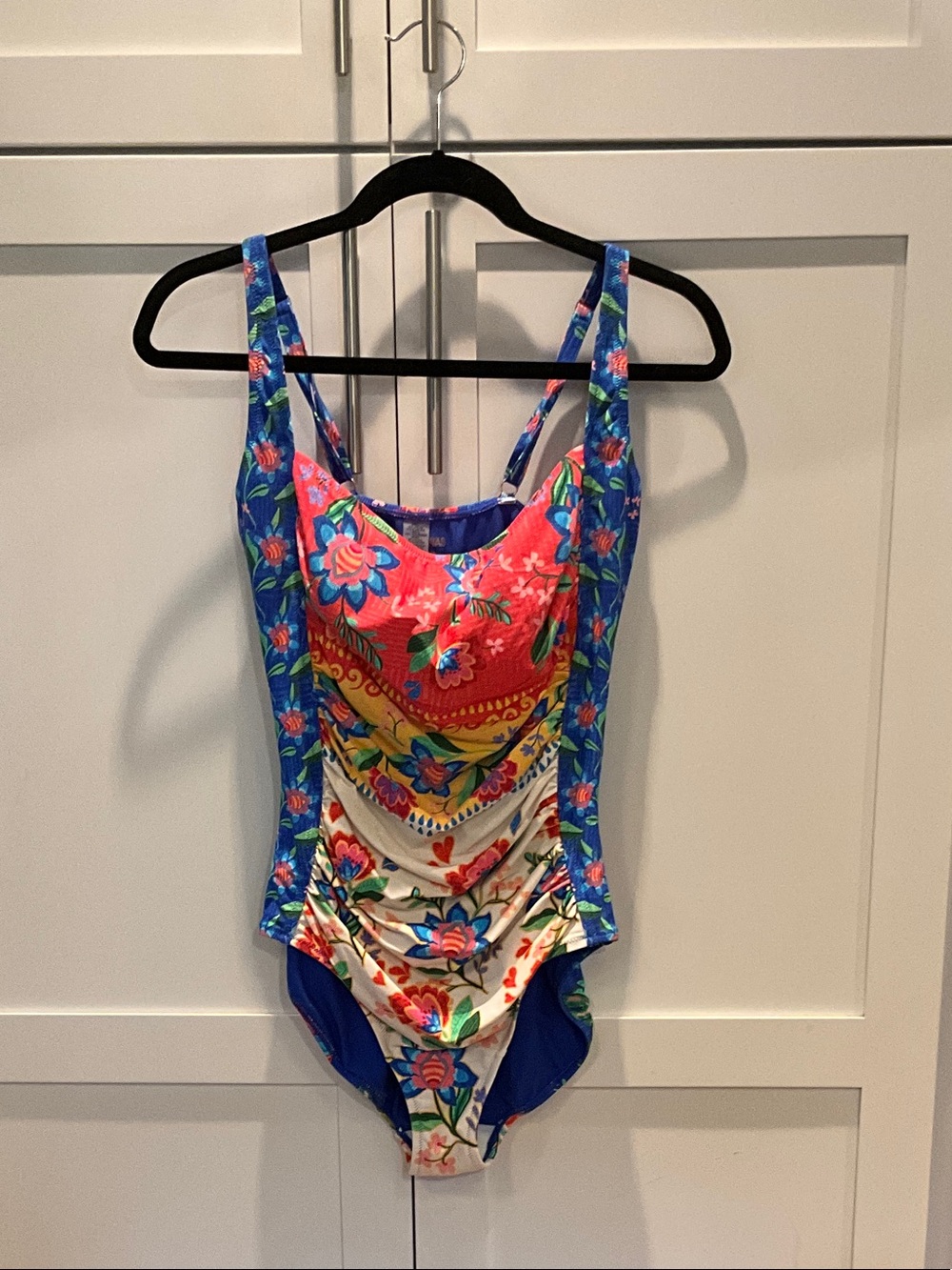 Johnny Was Rumba Multicolor Floral Blue-Pink One Piece Swimsuit